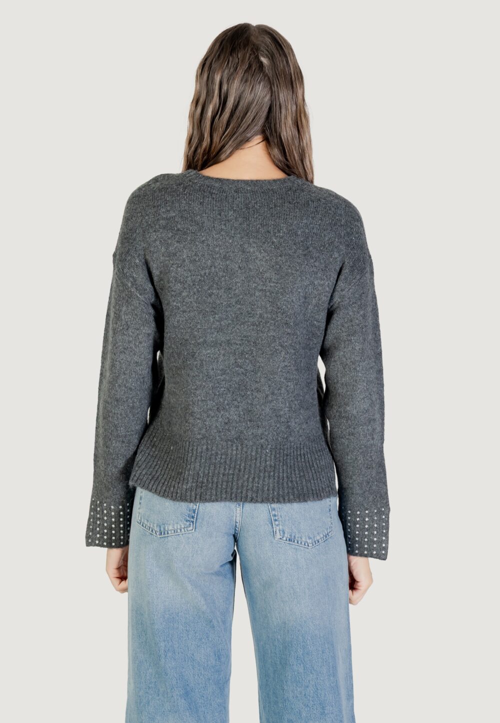 Maglione Only Onlohio Ls O-Neck Bling Pullover Knt Grigio Scuro - Foto 4