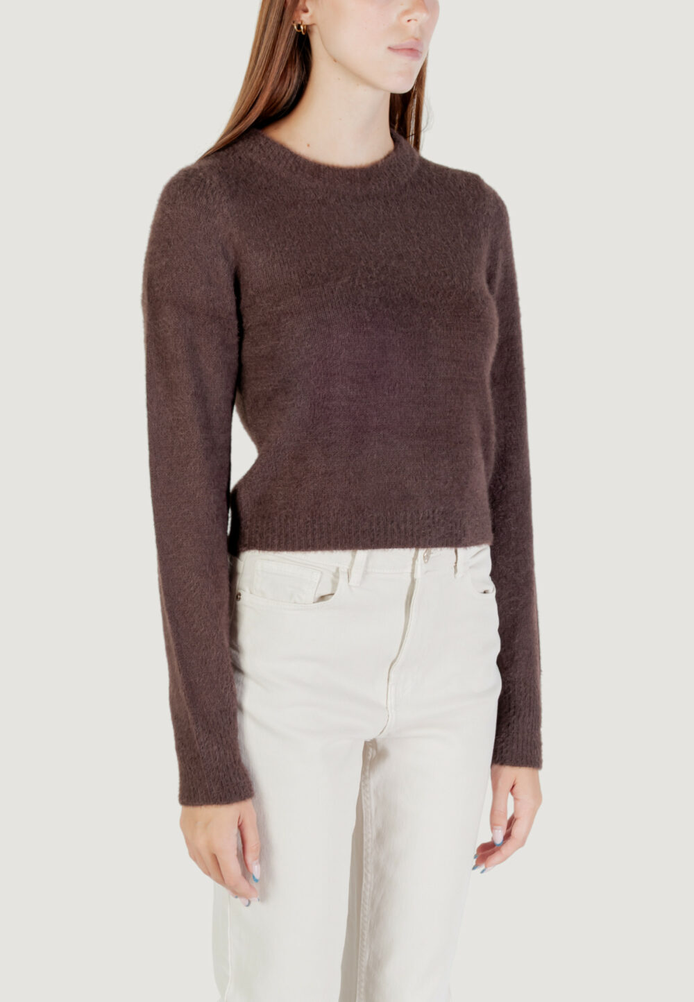 Maglione Only ONLPETRA LS SHORT O-NECK CC KNT Marrone - Foto 3