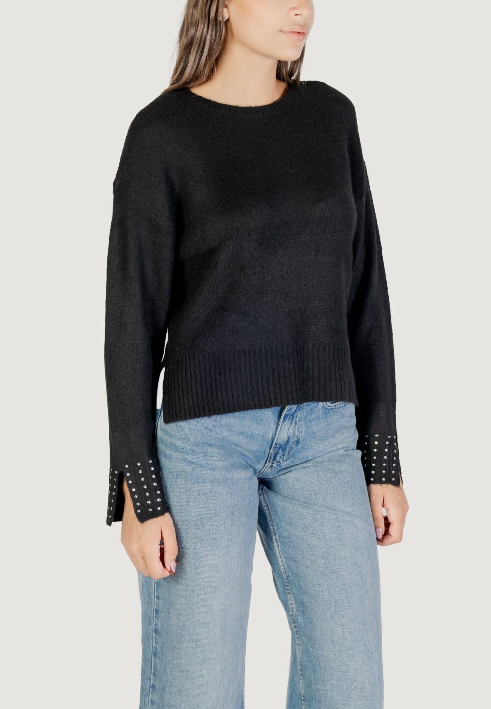 Maglione Only Onlohio Ls O-Neck Bling Pullover Knt Nero - Foto 3