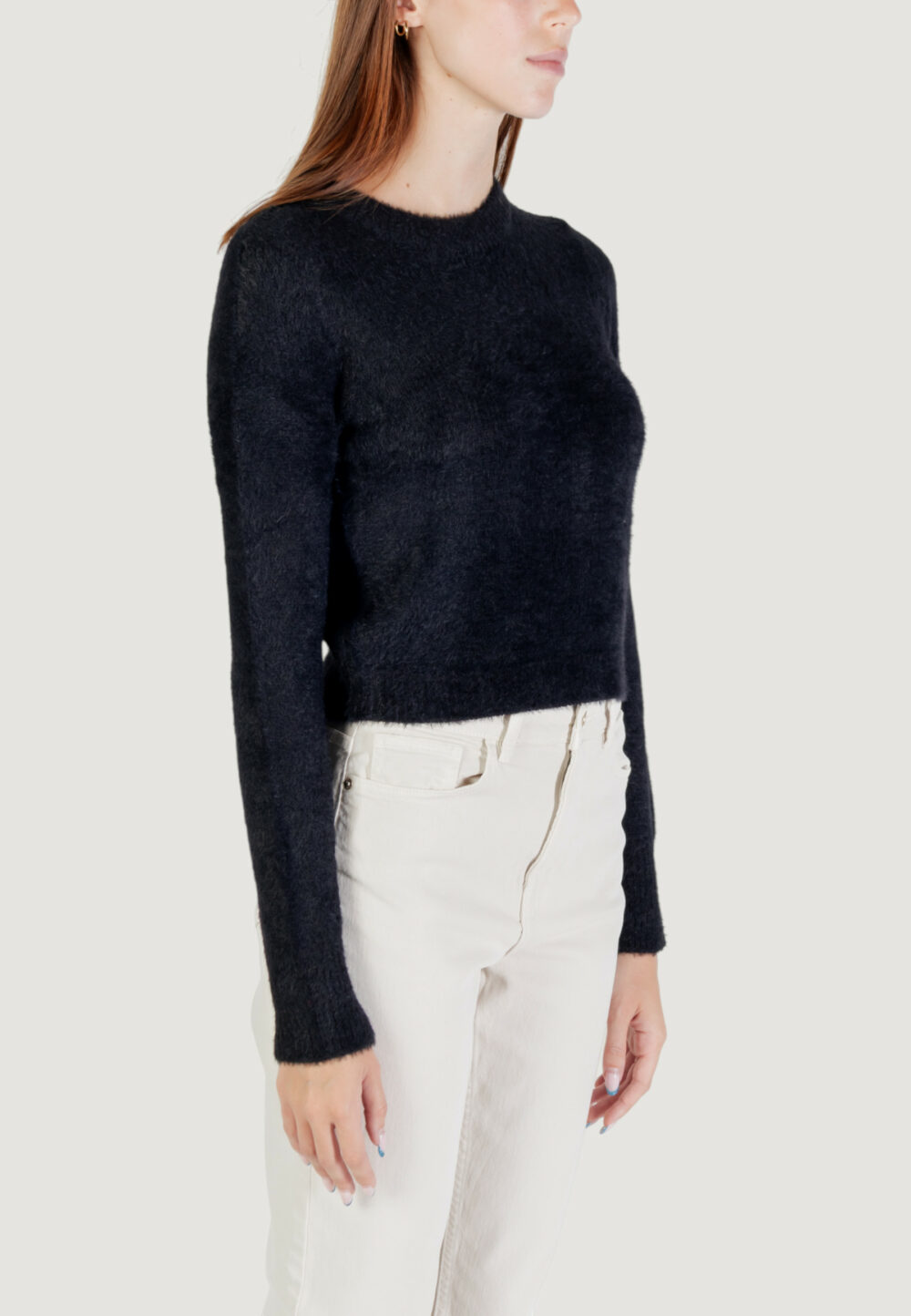 Maglione Only ONLPETRA LS SHORT O-NECK CC KNT Nero - Foto 3