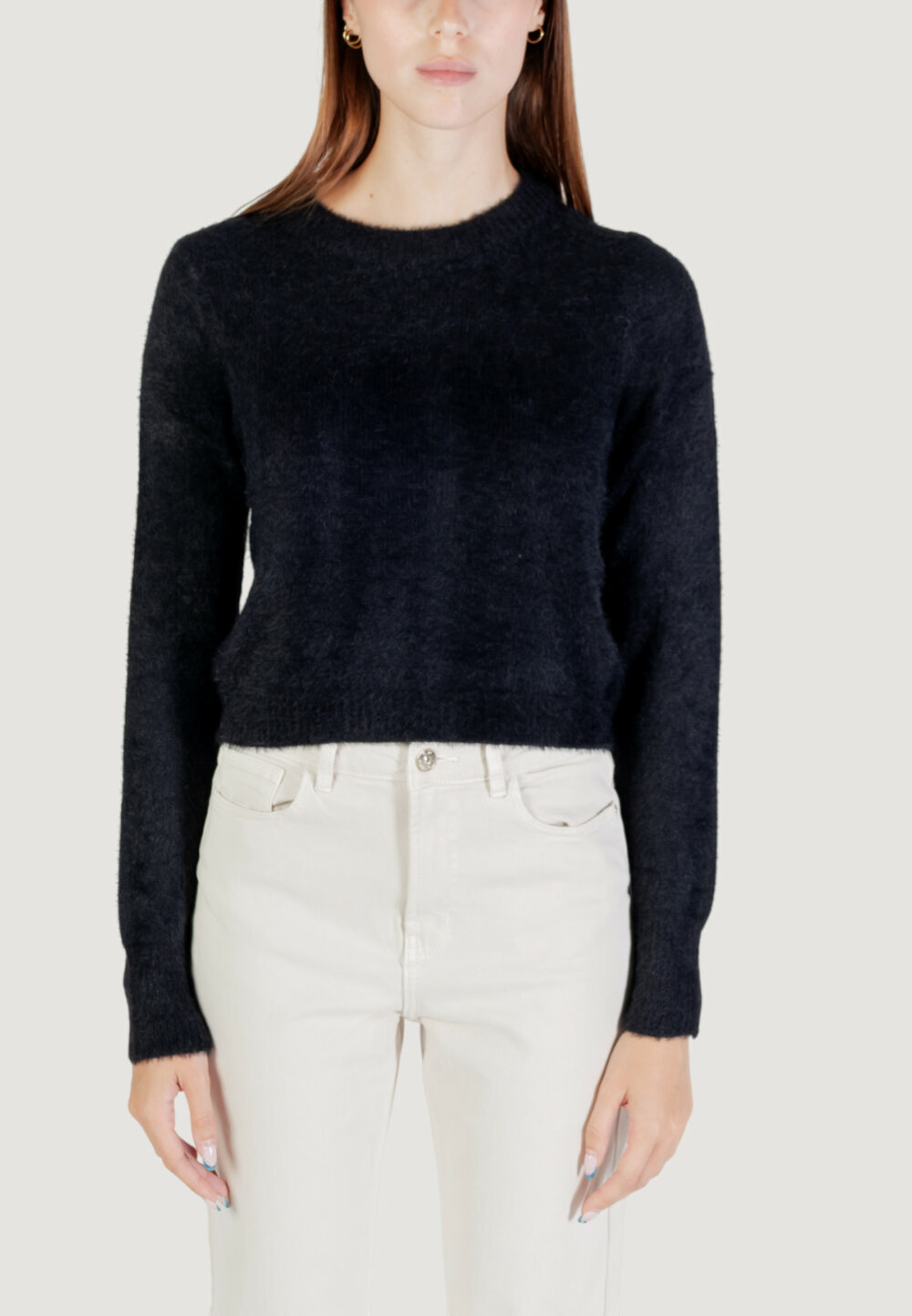 Maglione Only ONLPETRA LS SHORT O-NECK CC KNT Nero - Foto 5
