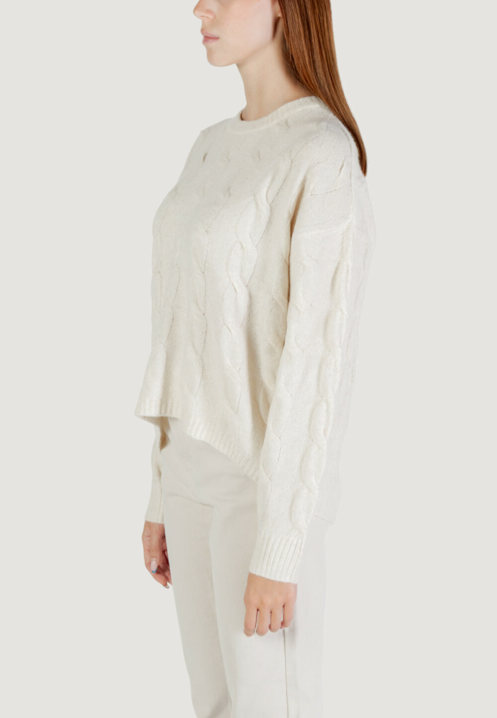 Maglione Only ONLJEANETT LIFE LS CABLE O-NECK CC KNT Panna - Foto 2