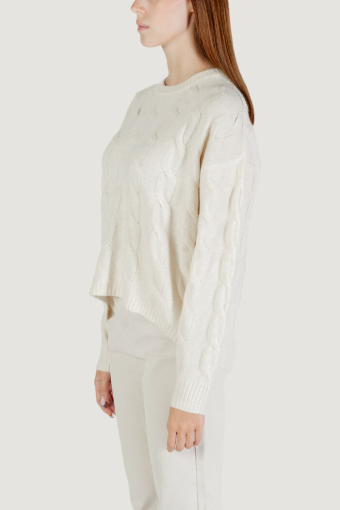Maglione Only ONLJEANETT LIFE LS CABLE O-NECK CC KNT Panna