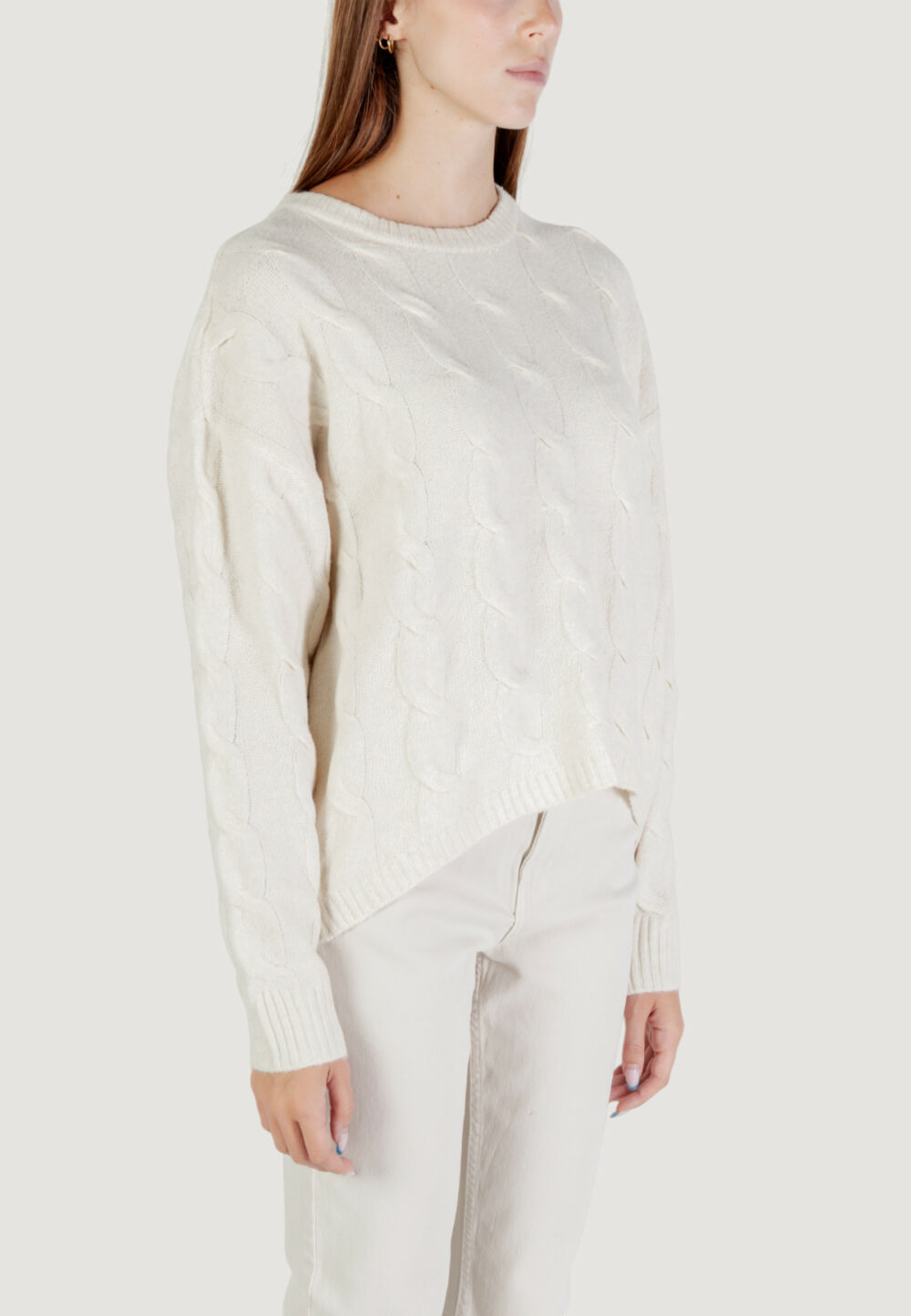 Maglione Only ONLJEANETT LIFE LS CABLE O-NECK CC KNT Panna - Foto 3