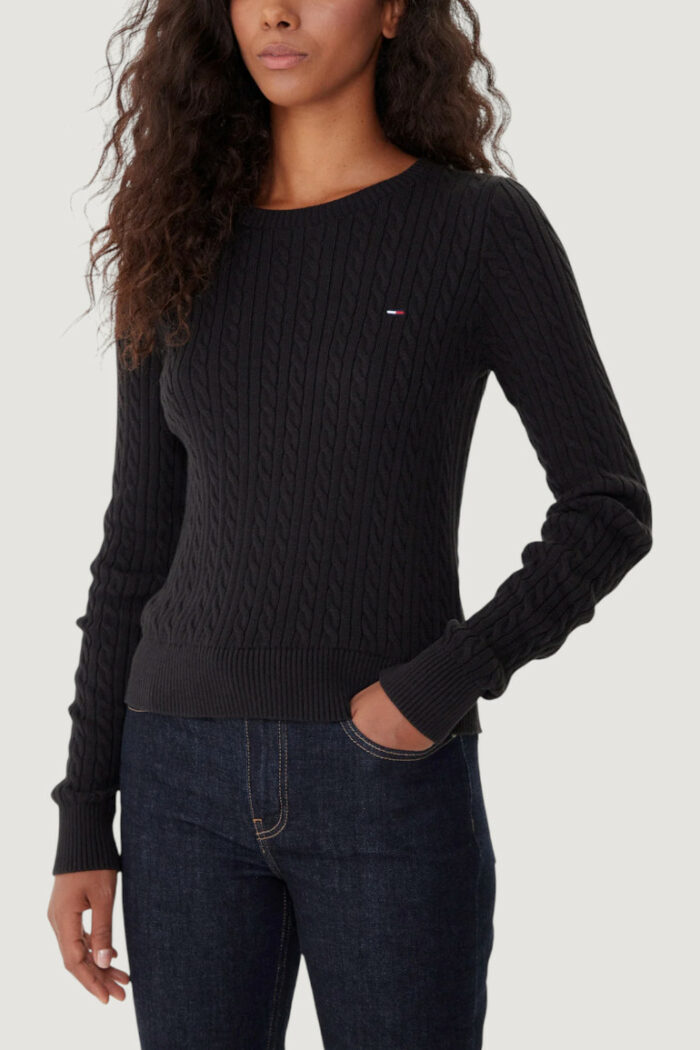 Maglione Tommy Hilfiger TJW CABLE ESSENTIAL Nero – DW0DW22165