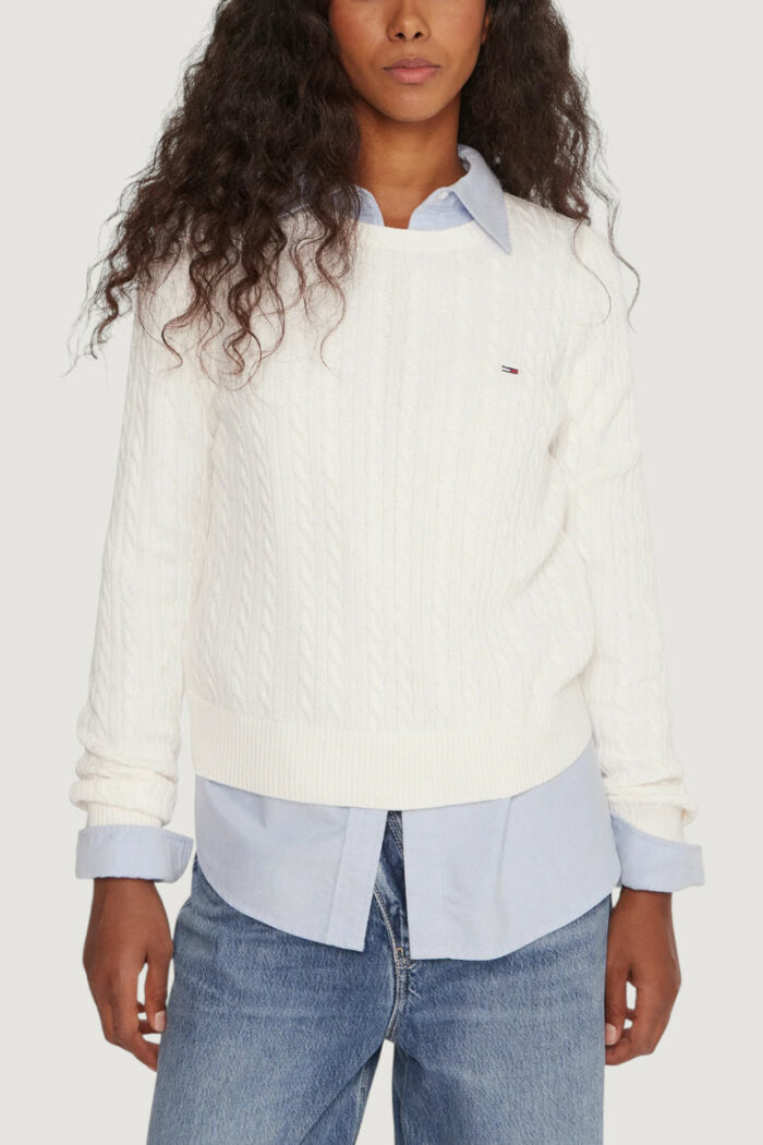 Maglione Tommy Hilfiger TJW CABLE ESSENTIAL Panna – DW0DW22165