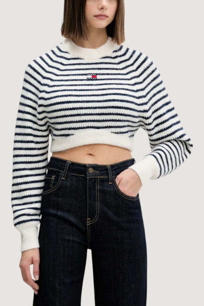 Maglione Tommy Hilfiger TJW CROP BADGE SWEAT Panna
