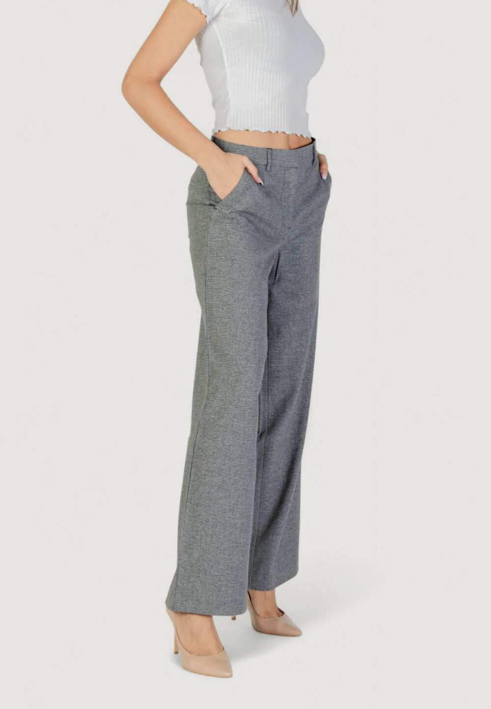 Pantaloni a palazzo Only ONLDELL LIFE MW WIDE PANT CC TLR Grigio - Foto 1