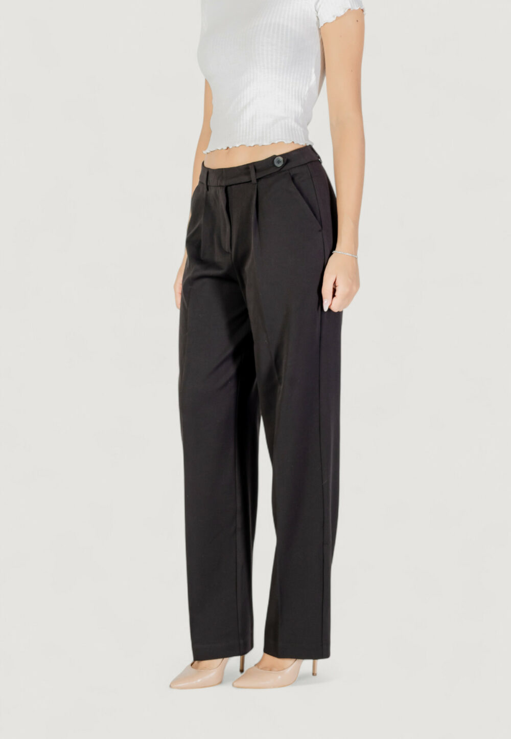 Pantaloni a sigaretta Only ONLSULAJMA LIFE HW STR PANT CC TLR Nero - Foto 2