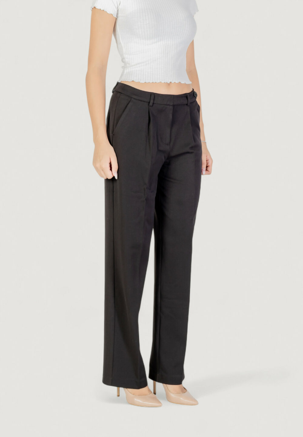 Pantaloni a sigaretta Only ONLSULAJMA LIFE HW STR PANT CC TLR Nero - Foto 3