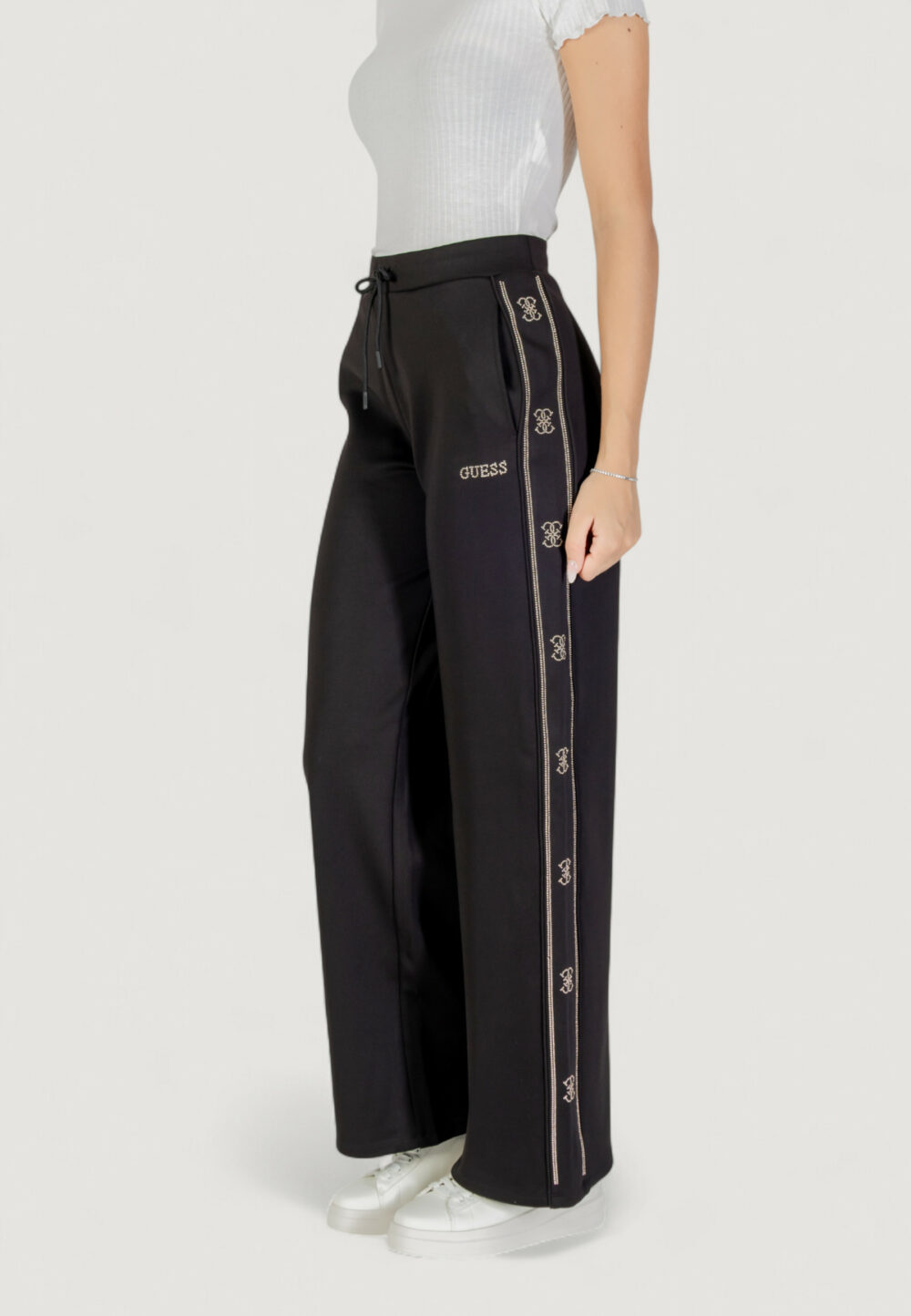 Pantaloni bootcut Guess Active OCTAVIA WIDE LEG PANTS Nero - Foto 4
