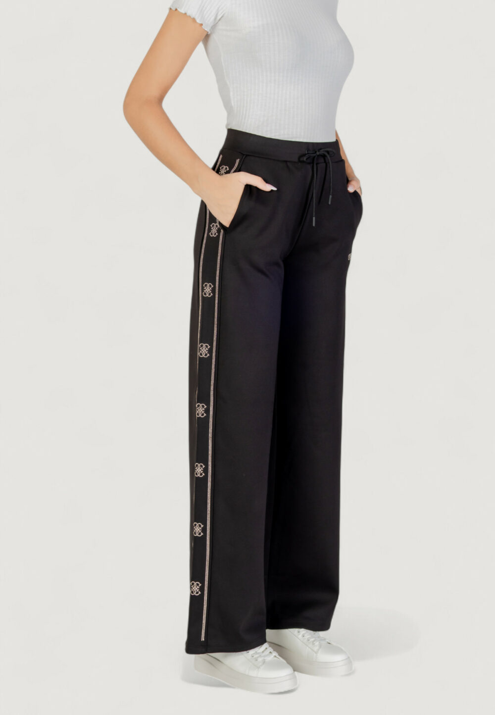 Pantaloni bootcut Guess Active OCTAVIA WIDE LEG PANTS Nero - Foto 5