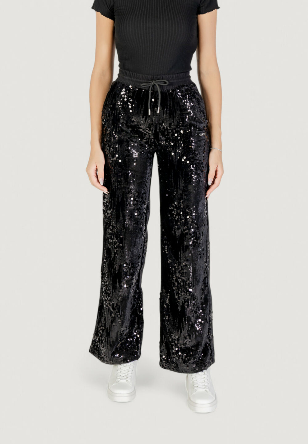 Pantaloni bootcut Guess Active SEQUINS WIDE LEG PANTS Nero - Foto 1