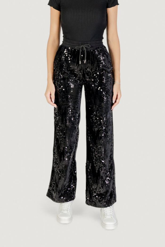 Pantaloni bootcut Guess Active SEQUINS WIDE LEG PANTS Nero