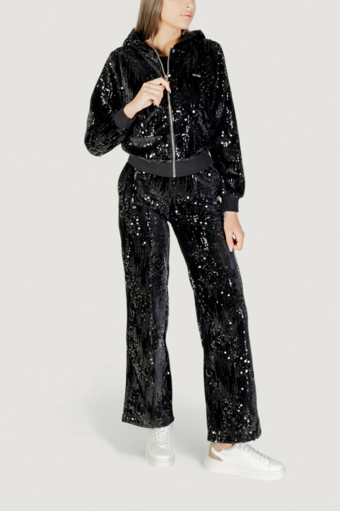 Pantaloni bootcut Guess Active SEQUINS WIDE LEG PANTS Nero