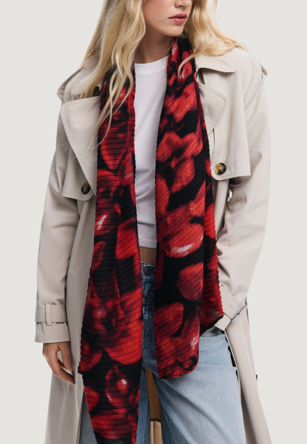 Pashmina Desigual FOU_RED REVOLUTION Nero - Foto 3