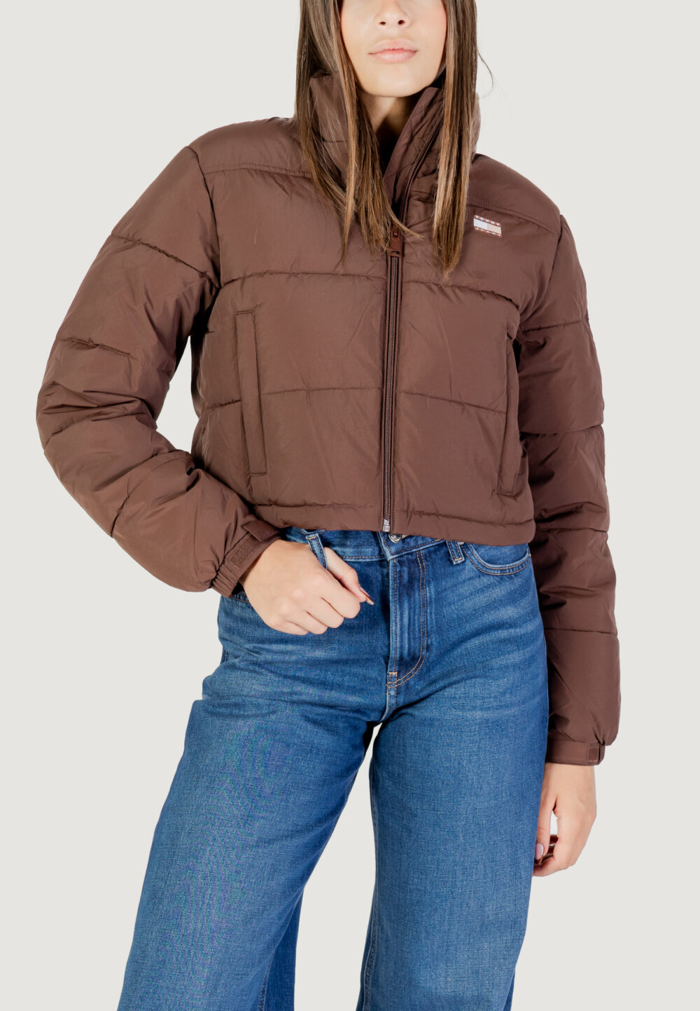 Piumino Tommy Hilfiger Jeans TJW FLAG BACK CROP E Marrone - Foto 1