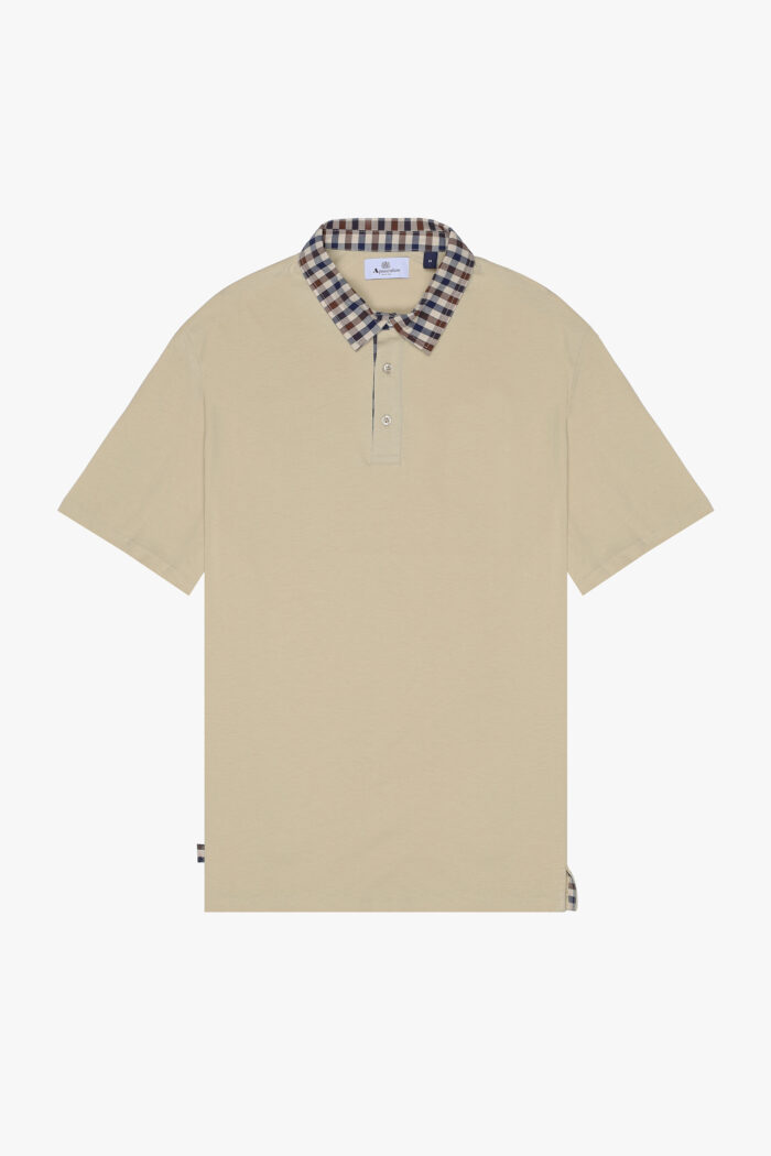 Polo manica corta Aquascutum Active CLUB CHECK COLLAR POLO Beige – AA_ICON_PO008