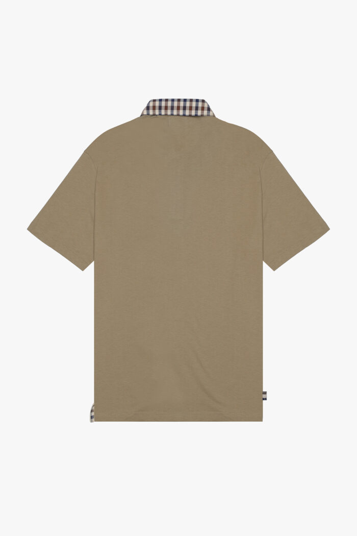 Polo manica corta Aquascutum Active CLUB CHECK COLLAR POLO Beige scuro – AA_ICON_PO008