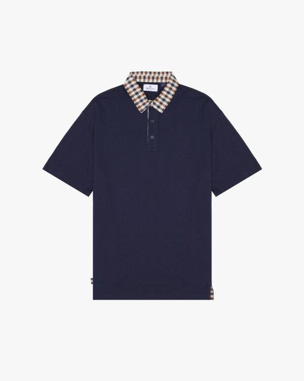 Polo manica corta Aquascutum Active CLUB CHECK COLLAR POLO Blu - Foto 1