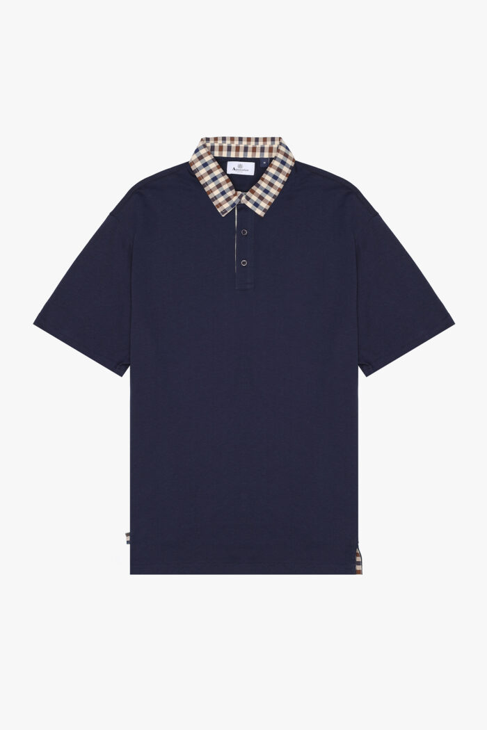 Polo manica corta Aquascutum Active CLUB CHECK COLLAR POLO Blu – AA_ICON_PO008