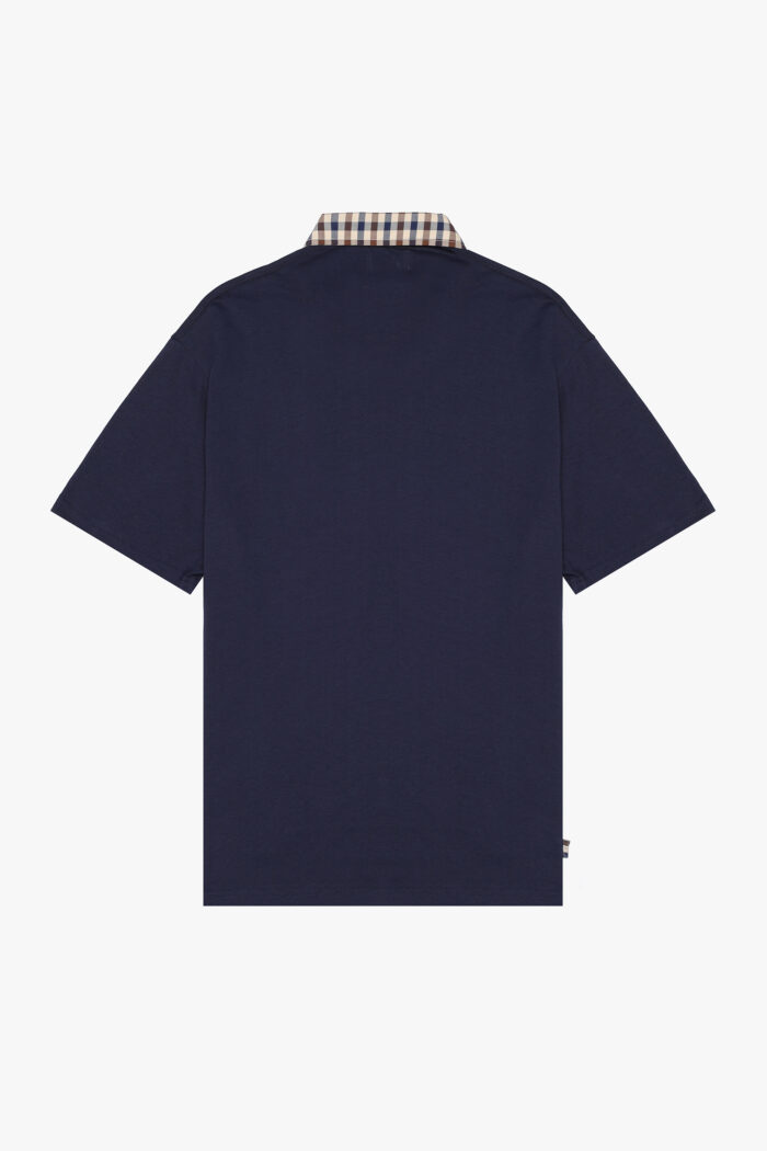 Polo manica corta Aquascutum Active CLUB CHECK COLLAR POLO Blu – AA_ICON_PO008