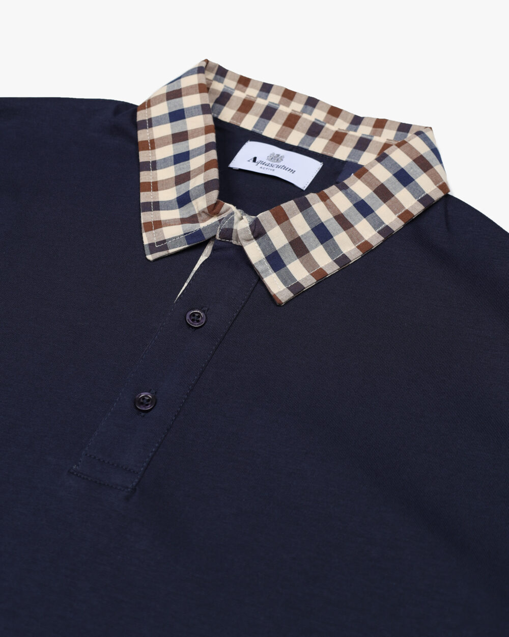 Polo manica corta Aquascutum Active CLUB CHECK COLLAR POLO Blu - Foto 3