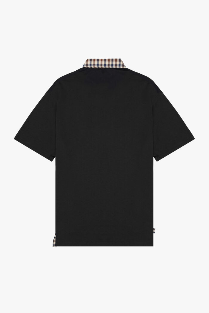 Polo manica corta Aquascutum Active CLUB CHECK COLLAR POLO Nero – AA_ICON_PO008