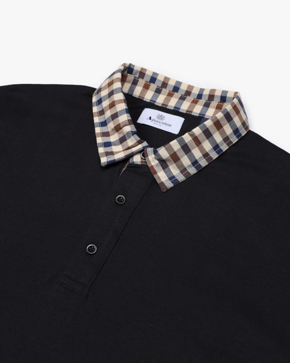 Polo manica corta Aquascutum Active CLUB CHECK COLLAR POLO Nero - Foto 3