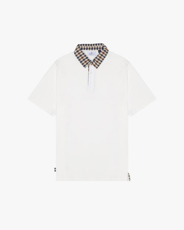 Polo manica corta Aquascutum Active CLUB CHECK COLLAR POLO Panna - Foto 1