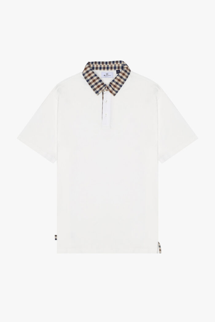 Polo manica corta Aquascutum Active CLUB CHECK COLLAR POLO Panna – AA_ICON_PO008