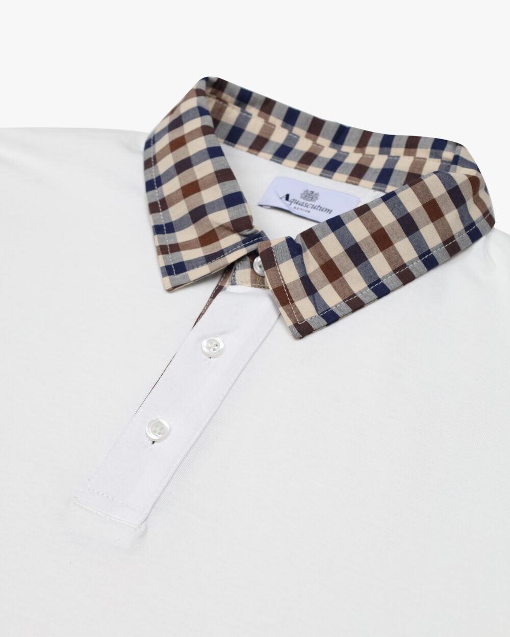 Polo manica corta Aquascutum Active CLUB CHECK COLLAR POLO Panna - Foto 3