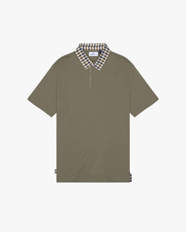 Polo manica corta Aquascutum Active CLUB CHECK COLLAR POLO Verde Oliva - Foto 1