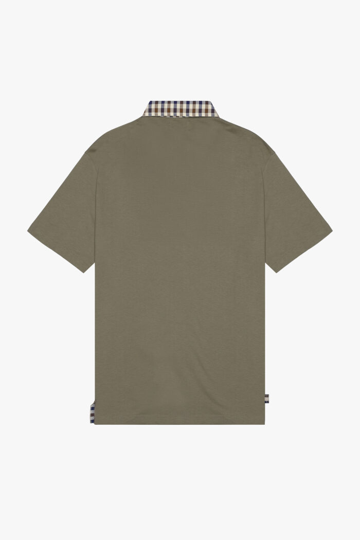 Polo manica corta Aquascutum Active CLUB CHECK COLLAR POLO Verde Oliva – AA_ICON_PO008