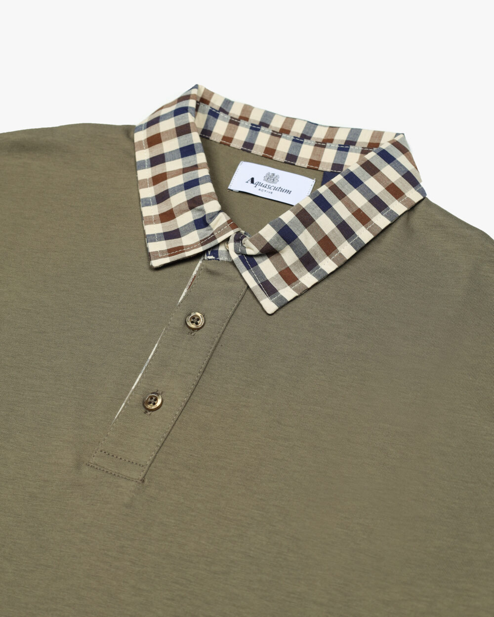 Polo manica corta Aquascutum Active CLUB CHECK COLLAR POLO Verde Oliva - Foto 4