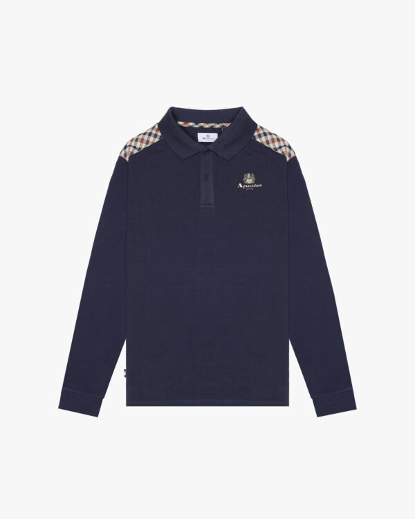 Polo manica lunga Aquascutum Active STRIPES PIQUET POLO L/S Blu - Foto 1