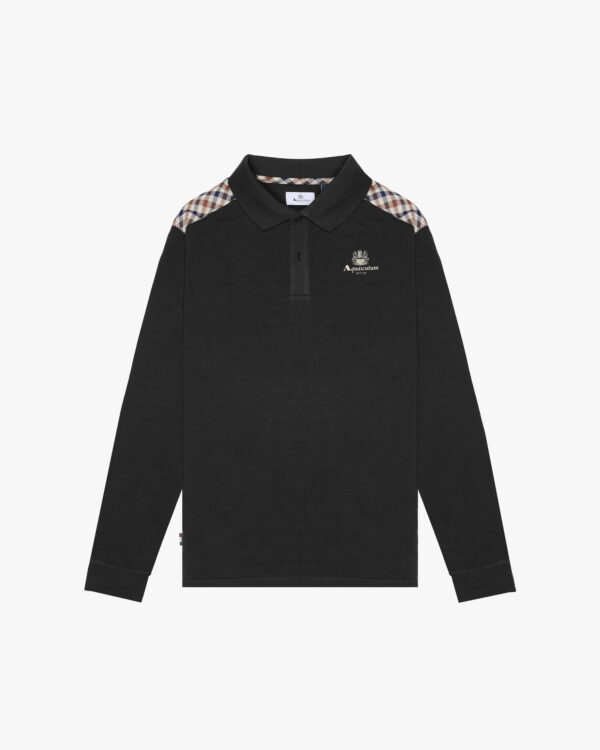 Polo manica lunga Aquascutum Active STRIPES PIQUET POLO L/S Nero - Foto 1
