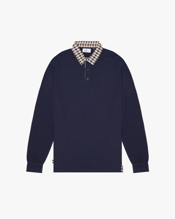 Polo manica lunga Aquascutum Active CLUB CHECK COLLAR POLO L/S Blu - Foto 1