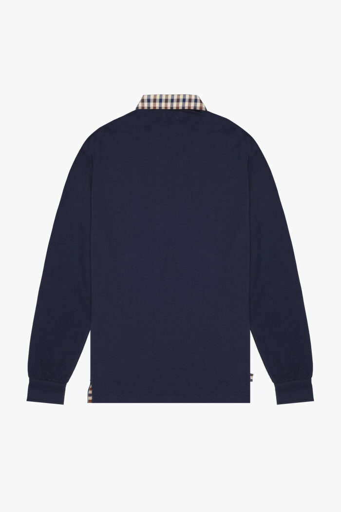 Polo manica lunga Aquascutum Active CLUB CHECK COLLAR POLO L/S Blu