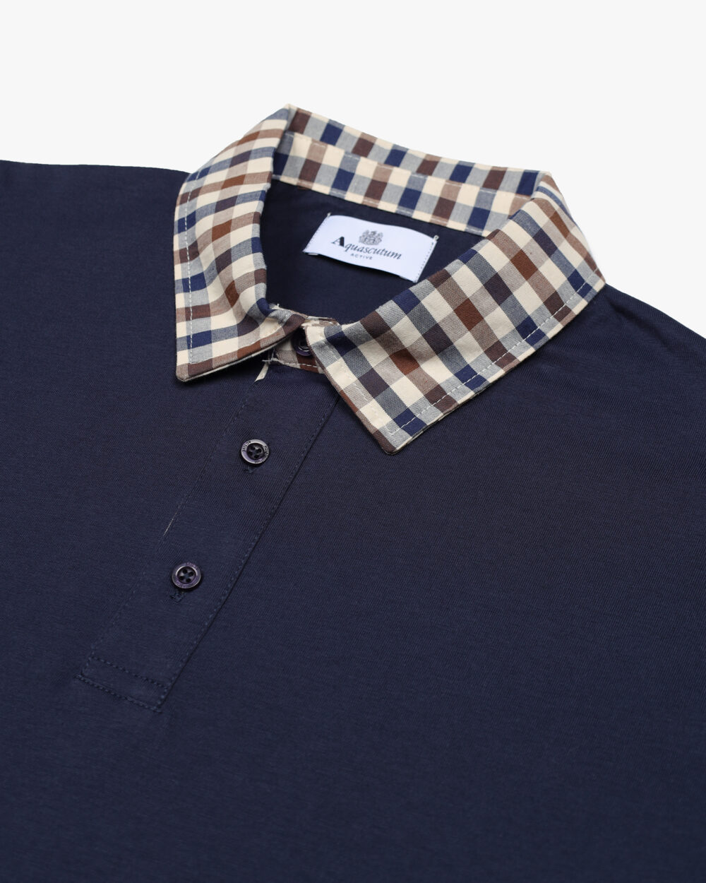 Polo manica lunga Aquascutum Active CLUB CHECK COLLAR POLO L/S Blu - Foto 3