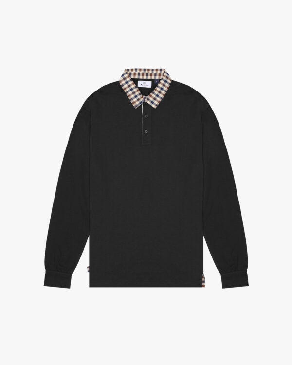 Polo manica lunga Aquascutum Active CLUB CHECK COLLAR POLO L/S Nero - Foto 1