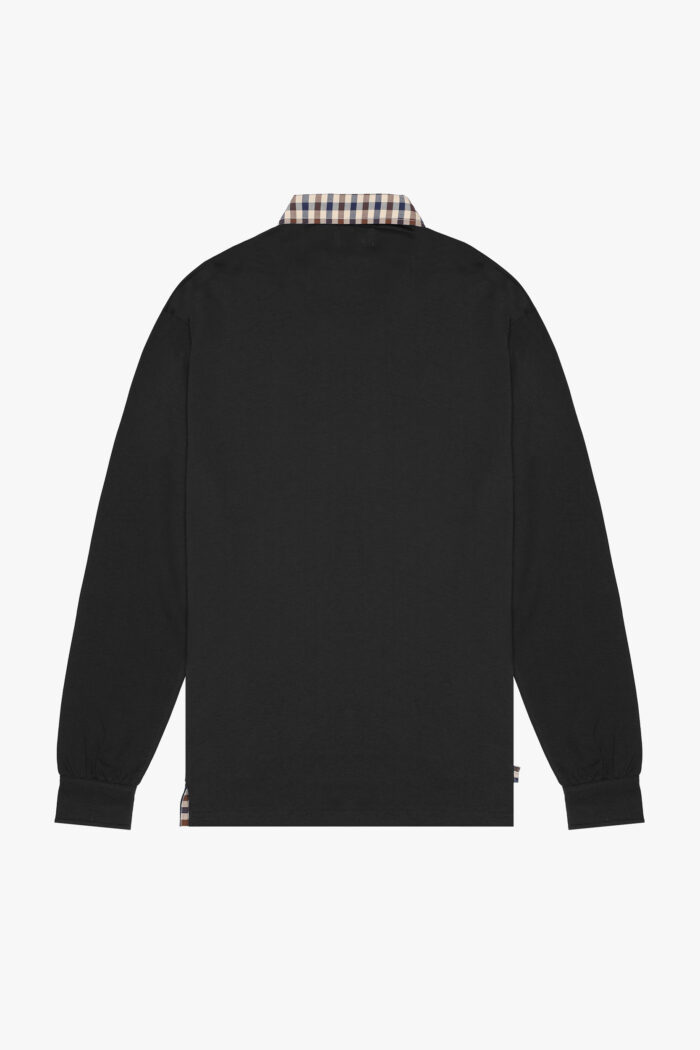 Polo manica lunga Aquascutum Active CLUB CHECK COLLAR POLO L/S Nero