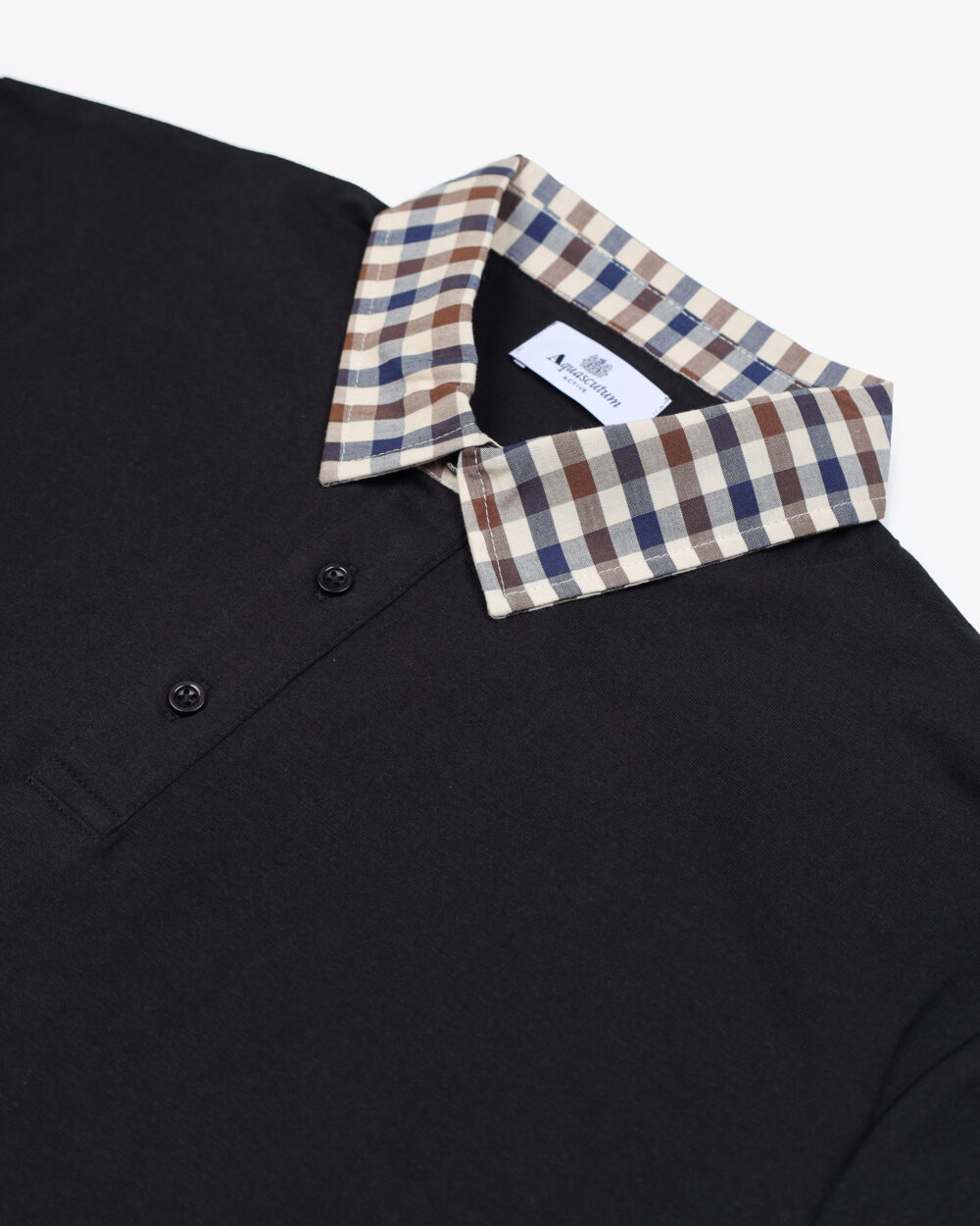 Polo manica lunga Aquascutum Active CLUB CHECK COLLAR POLO L/S Nero - Foto 3