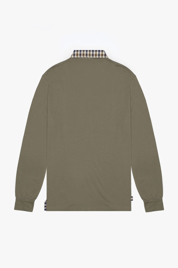 Polo manica lunga Aquascutum Active CLUB CHECK COLLAR POLO L/S Verde Oliva