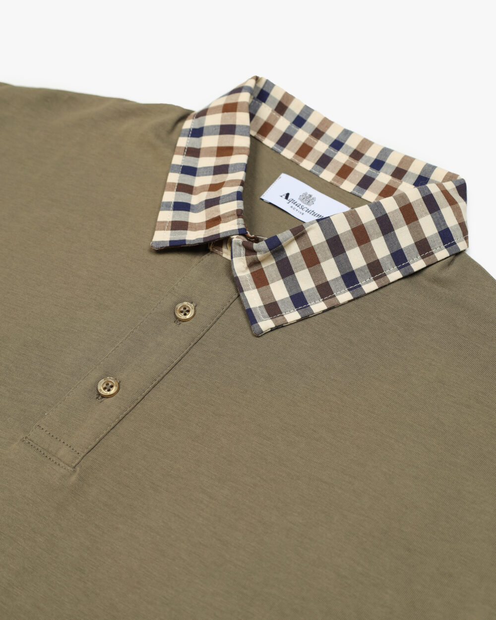 Polo manica lunga Aquascutum Active CLUB CHECK COLLAR POLO L/S Verde Oliva - Foto 3