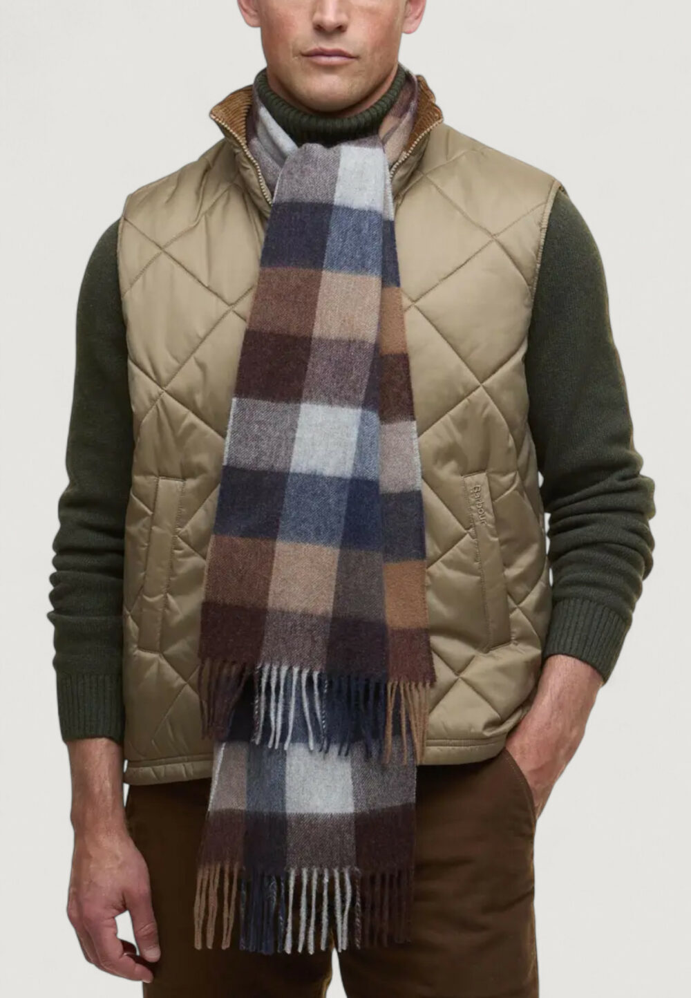 Sciarpa Barbour LARGE TATTERSALL SCARF Blue scuro - Foto 5