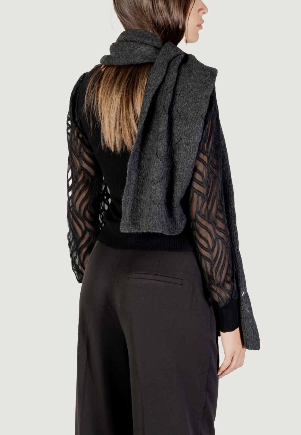 Sciarpa Only ONLAURORA STRUCTURED KNIT SCARF CC Antracite - Foto 2