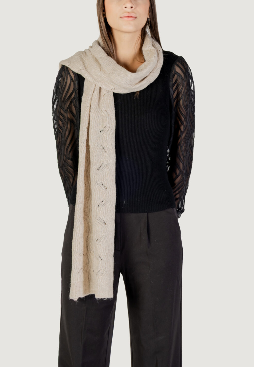 Sciarpa Only ONLAURORA STRUCTURED KNIT SCARF CC Beige - Foto 1