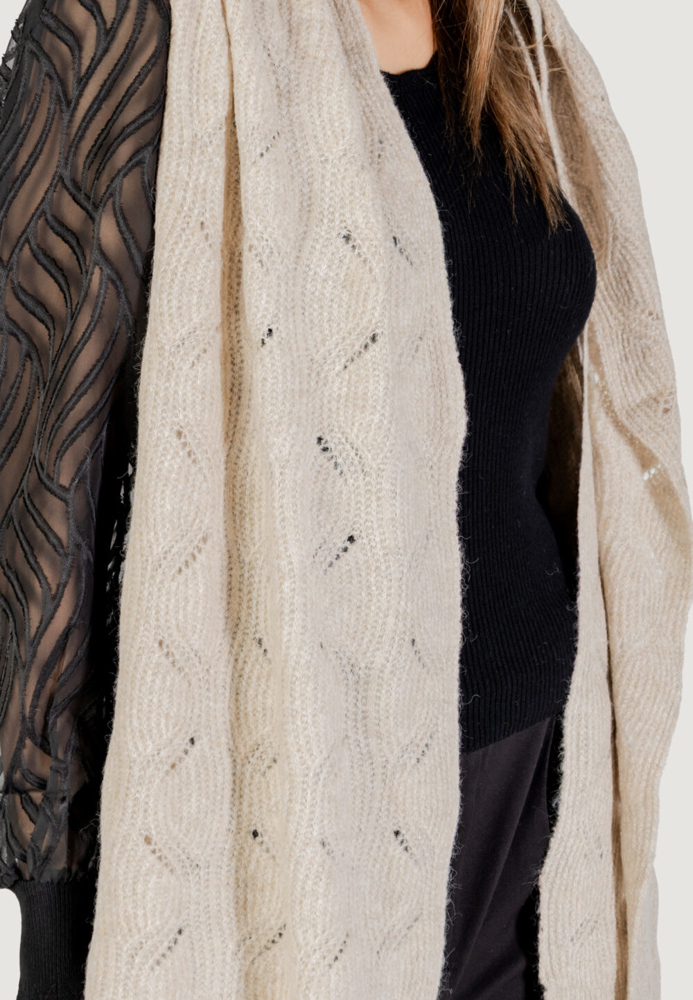 Sciarpa Only ONLAURORA STRUCTURED KNIT SCARF CC Beige - Foto 3