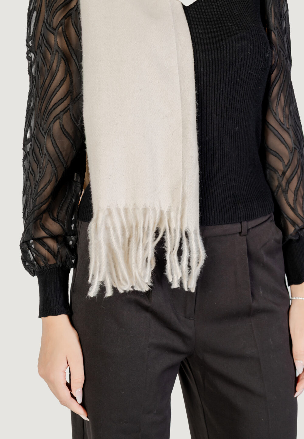 Sciarpa Only ONLLAURA GLITTER SCARF CC Beige chiaro - Foto 3